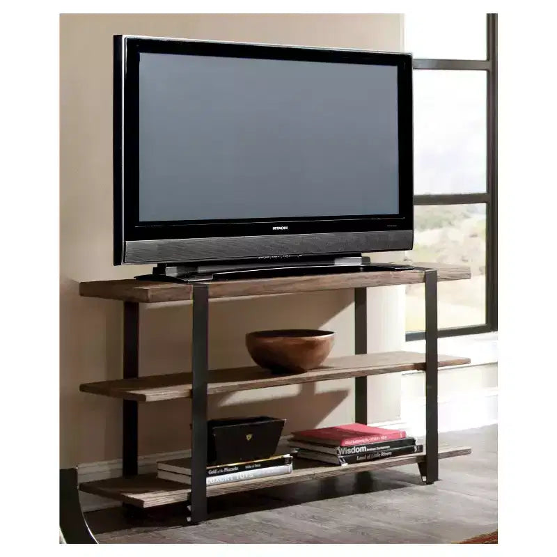 Meuble TV large Modesto : Console média rustique avec étagères fixes