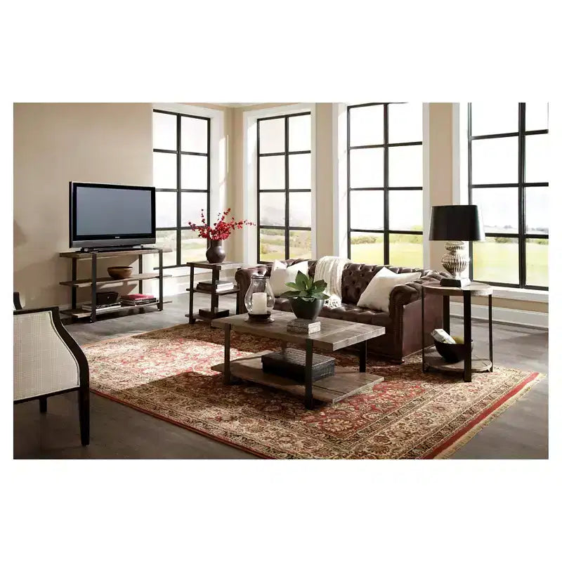 Meuble TV large Modesto : Console média rustique avec étagères fixes