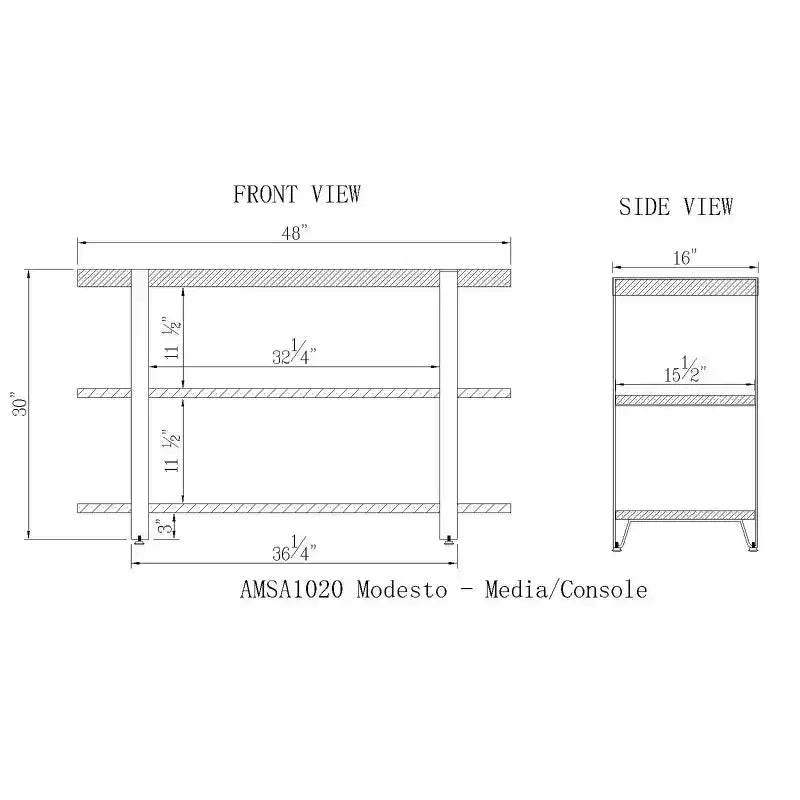 Meuble TV large Modesto : Console média rustique avec étagères fixes