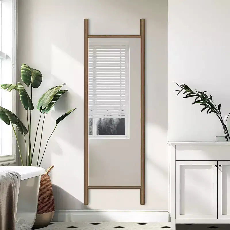 Miroir rectangulaire intégral avec cadre en bois, miroir mural/sur pied