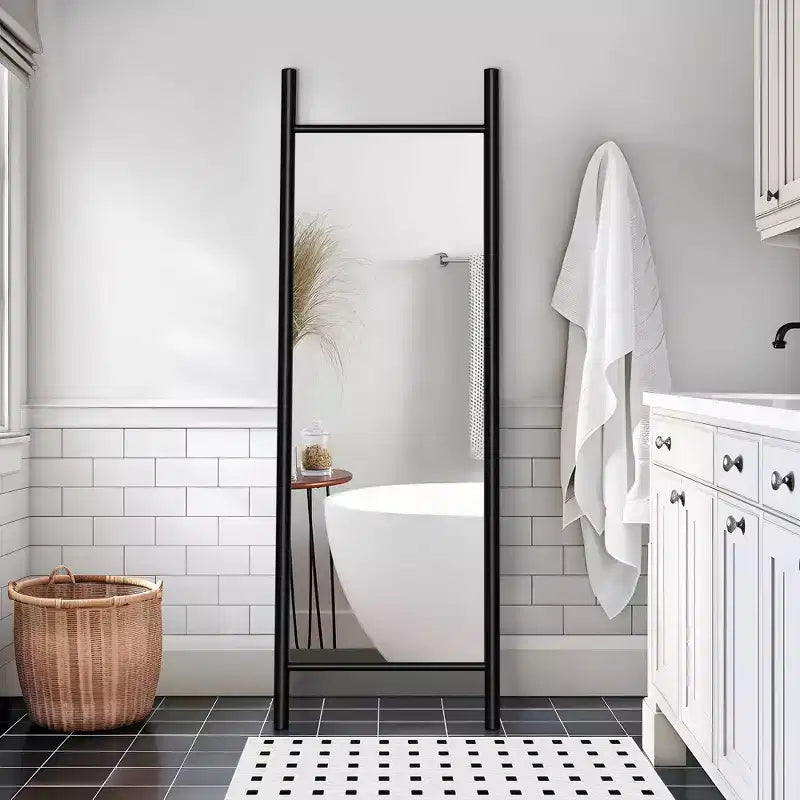 Miroir rectangulaire intégral avec cadre en bois, miroir mural/sur pied
