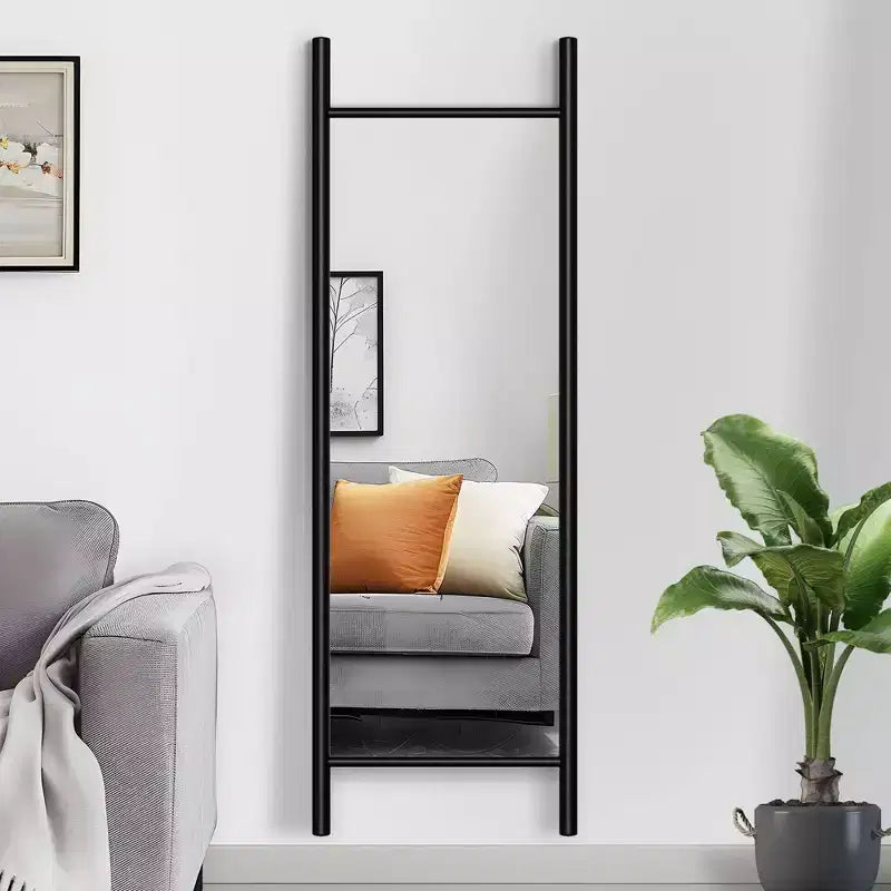 Miroir rectangulaire intégral avec cadre en bois, miroir mural/sur pied