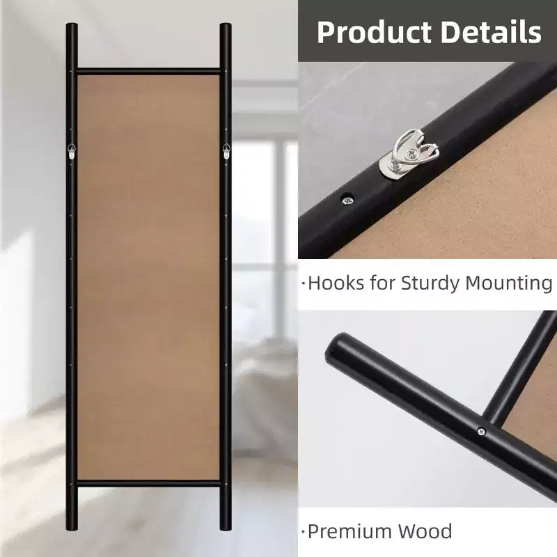Miroir rectangulaire intégral avec cadre en bois, miroir mural/sur pied