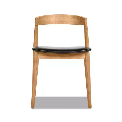 Chaise de salle à manger empilable en chêne sculpté de 20,5 po, revêtement en similicuir brun naturel chaud et noir