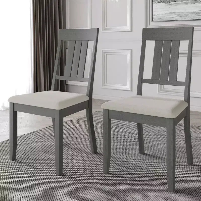 Chaise de salle à manger en bois avec revêtement gris chaud