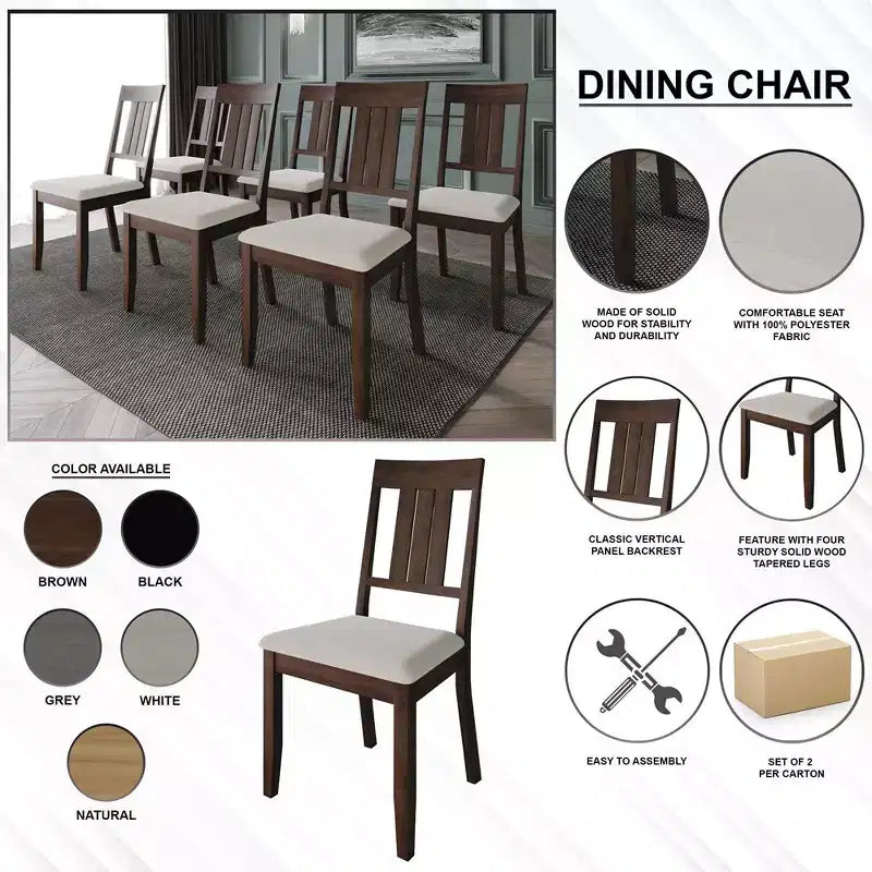 Chaise de salle à manger en bois avec revêtement gris chaud