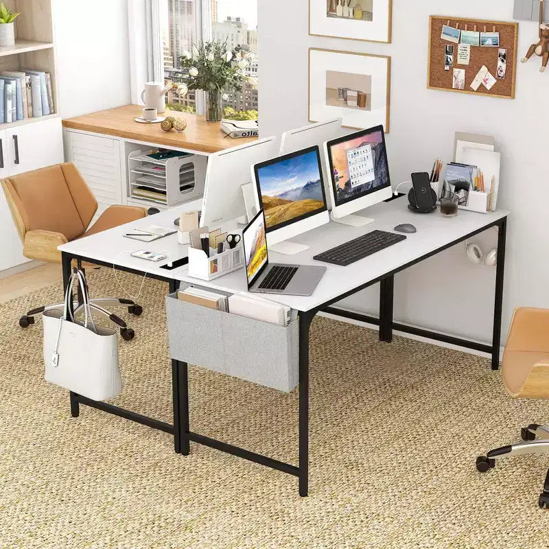 Table de salle de réunion avec station de charge et support de casque Cadre métallique Blanc