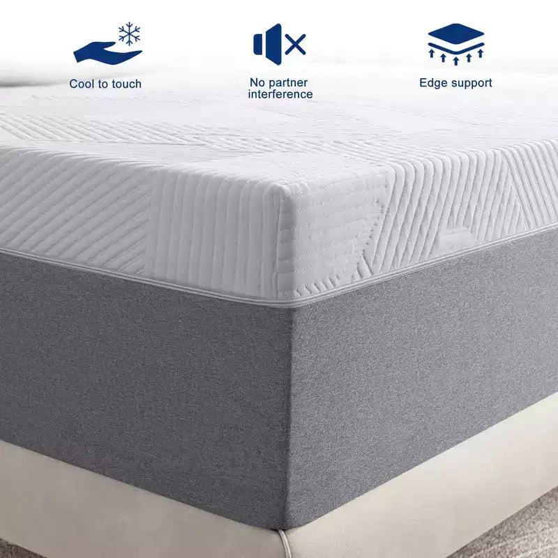 Matelas en mousse à mémoire de forme, matelas de 25 cm en boîte avec gel rafraîchissant, soulagement de la pression avec soutien ferme et moyen