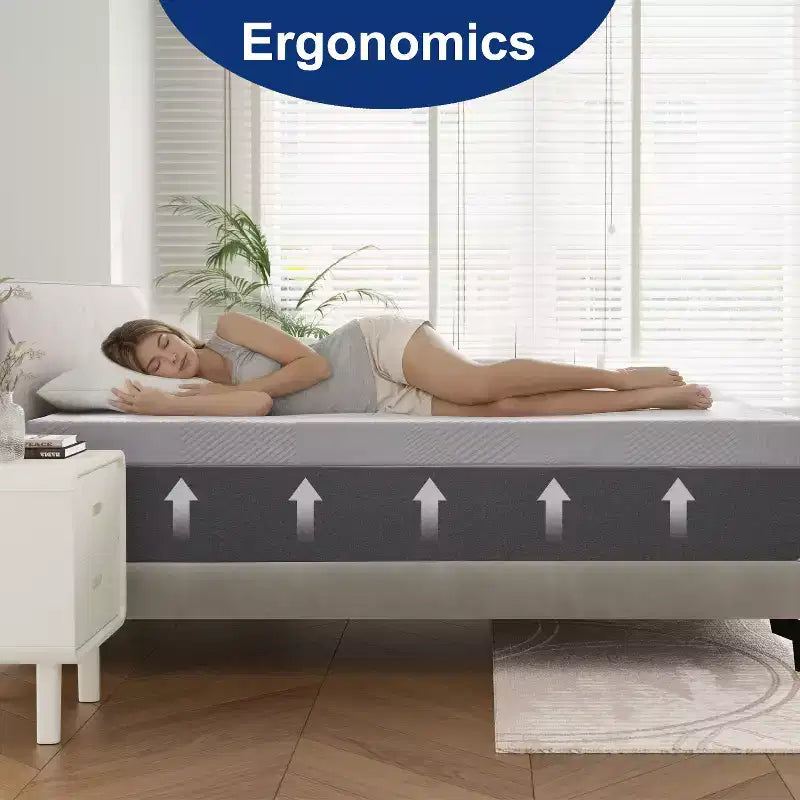 Matelas en mousse à mémoire de forme, matelas de 25 cm en boîte avec gel rafraîchissant, soulagement de la pression avec soutien ferme et moyen