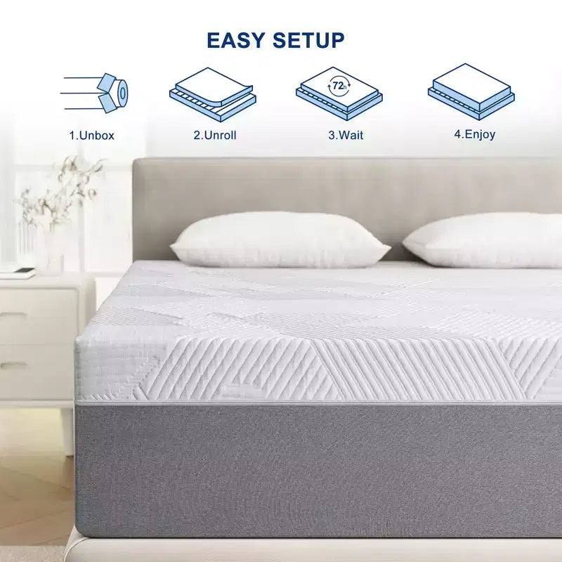 Matelas en mousse à mémoire de forme, matelas de 25 cm en boîte avec gel rafraîchissant, soulagement de la pression avec soutien ferme et moyen