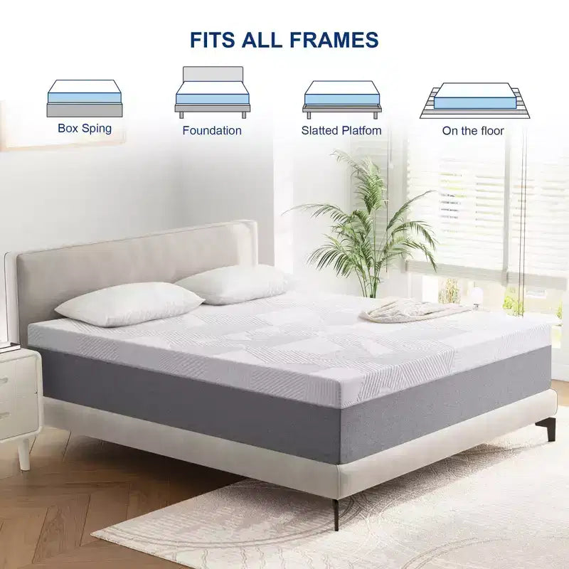 Matelas en mousse à mémoire de forme, matelas de 25 cm en boîte avec gel rafraîchissant, soulagement de la pression avec soutien ferme et moyen